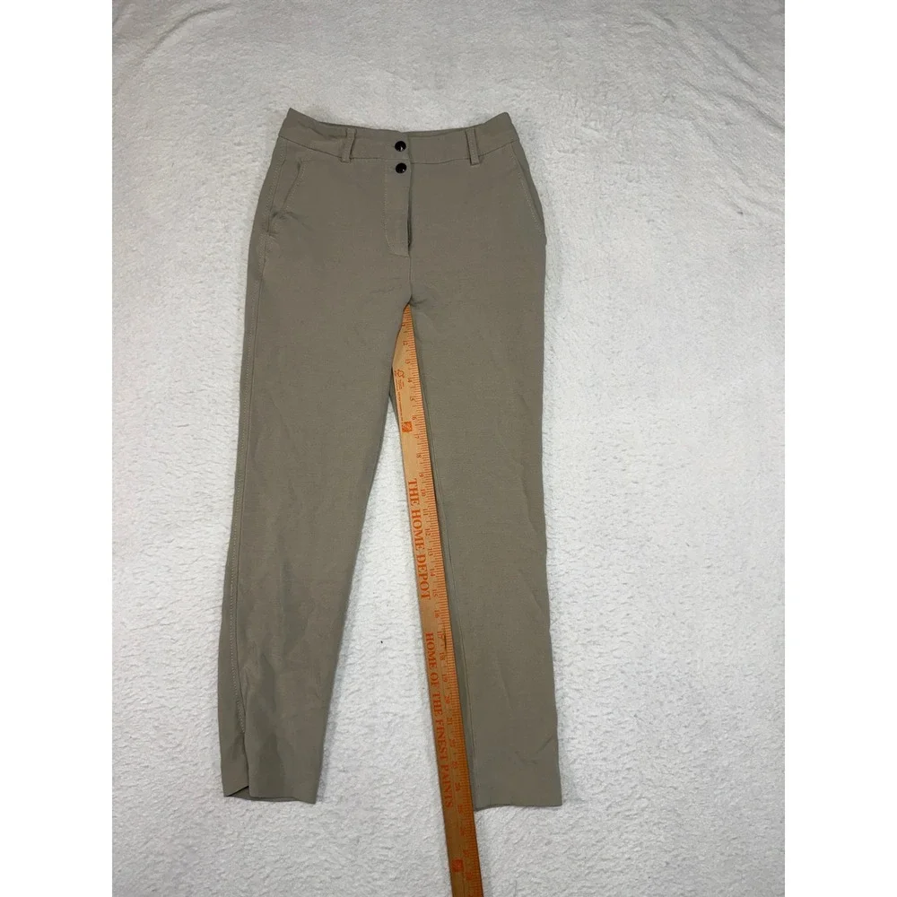 Massimo Dutti Womens Tan Khaki High Rise Slim Fit Trousers Size 2
